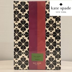 NWT Kate Spade New York Black Spade Flower with Pink & Red Stripe Notebook